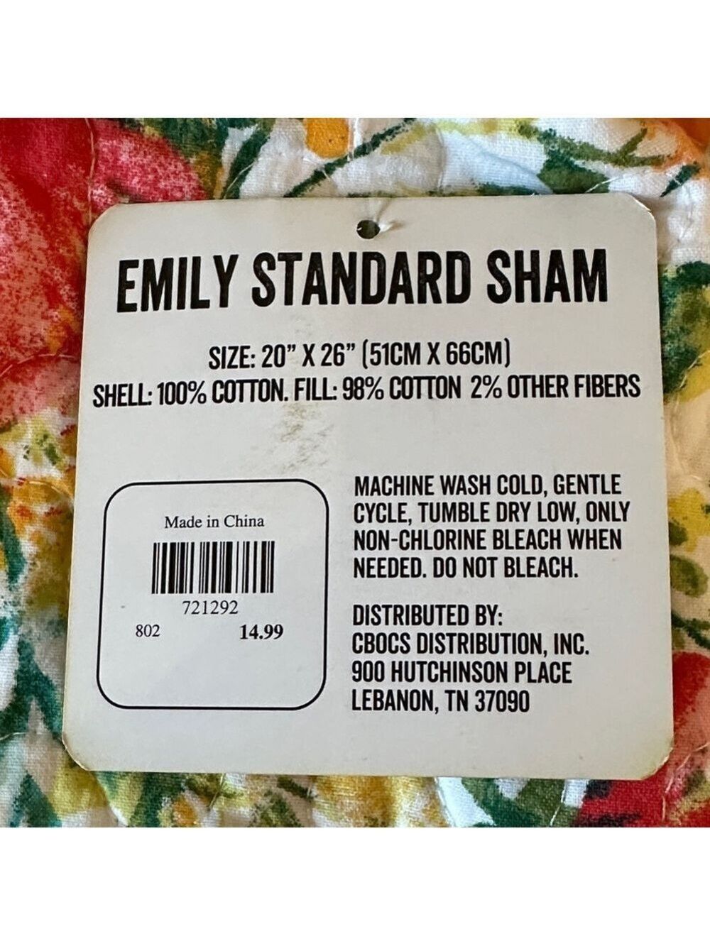 NWT Emily Standard size Pillow Shams by Cracker Barrel Quilted, Floral Beautiful - Picture 10 of 12